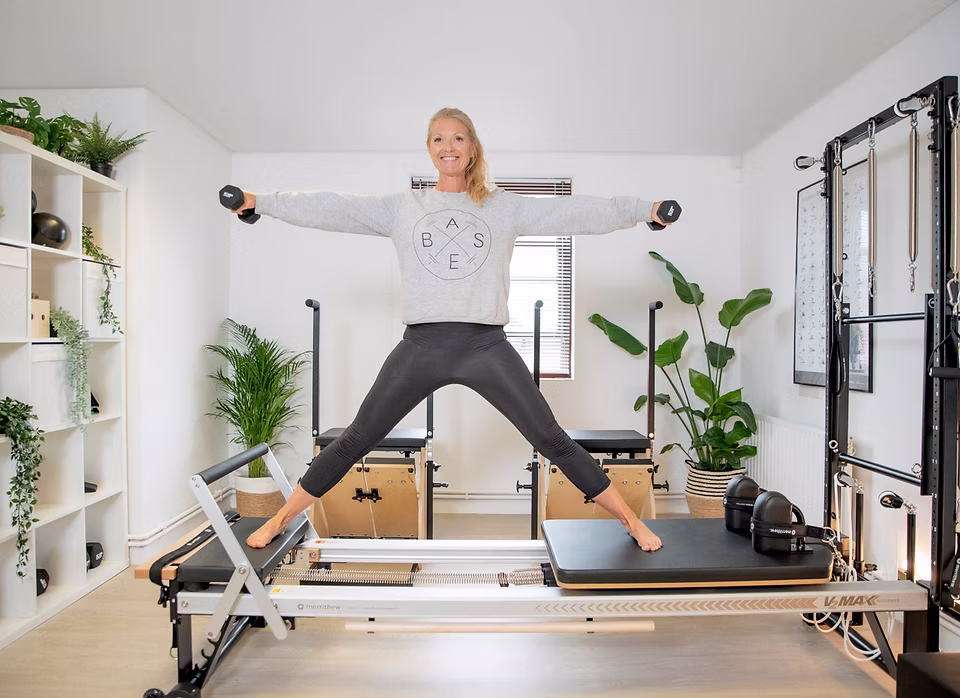 Reformer beds in the Base studio at Mudeford